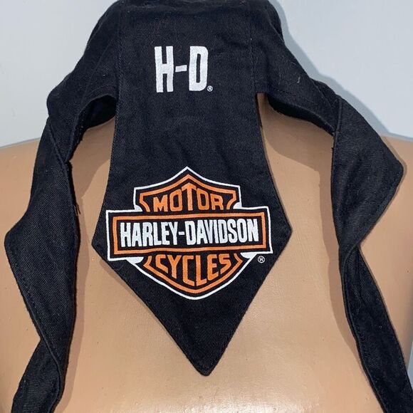 Harley-Davidson Men's Black Tie Back Cotton Baseball Cap Hat Adjustable - Picture 4 of 8